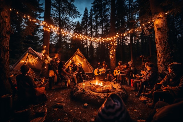 Celestial Campfire Serenade foto de noite de acampamento