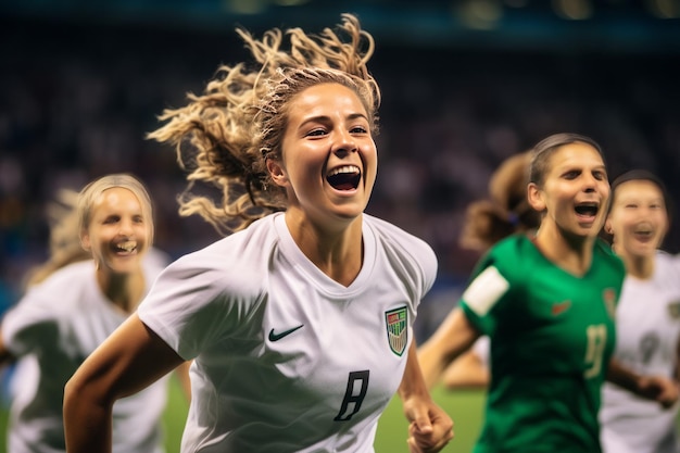 Celibarte Depois de vencer o jogo futebolista feminina