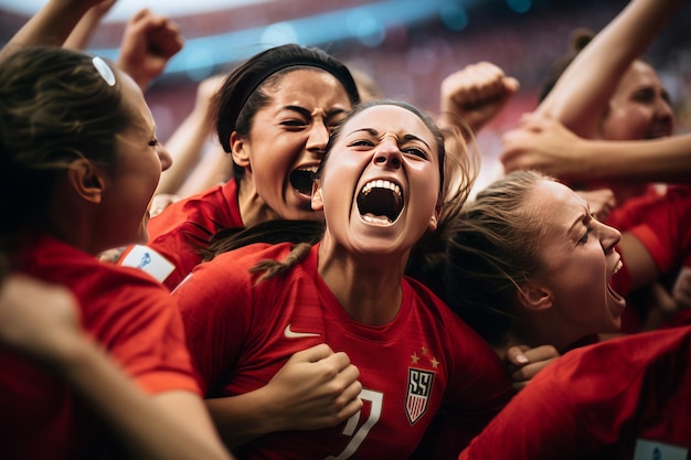 Celibarte Después de ganar el juego futbolista femenina