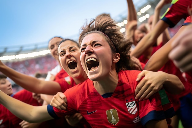 Celibarte Después de ganar el juego futbolista femenina