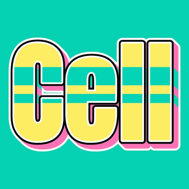 Foto cell typography vintage 90s 3d design yellow pink text background photo jpg