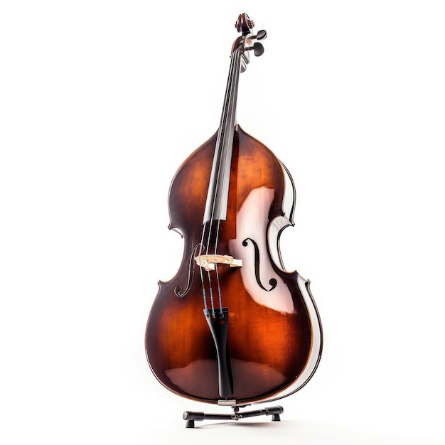 Foto cello, das auf einem stand ruht und bereit ist, gespielt zu werden