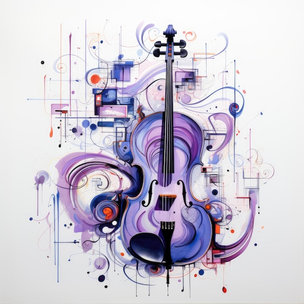 Cello Violine abstrakte Karikatur surreal verspielt Malerei Illustration Tattoo Geometrie modern