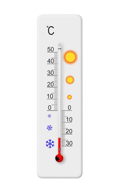 Celsius-Skala-Thermometer isoliert auf weißem Hintergrund Umgebungstemperatur minus 23 Grad