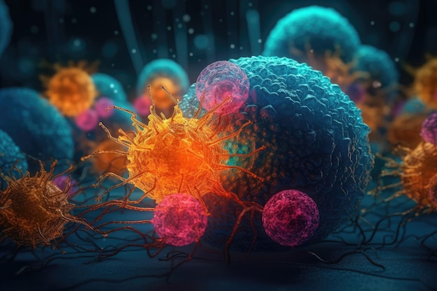 Célula cancerosa Investigación en oncología estructura mutación célula somática del cuerpo predisposición genética Neoplasias enfermedad cancerosa tumor maligno Peligro miedo lo desconocido