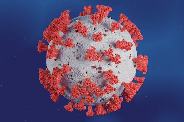 Célula de microscopio del virus Corona o Covid 19 para la atención médica y el concepto médico, ilustración 3d