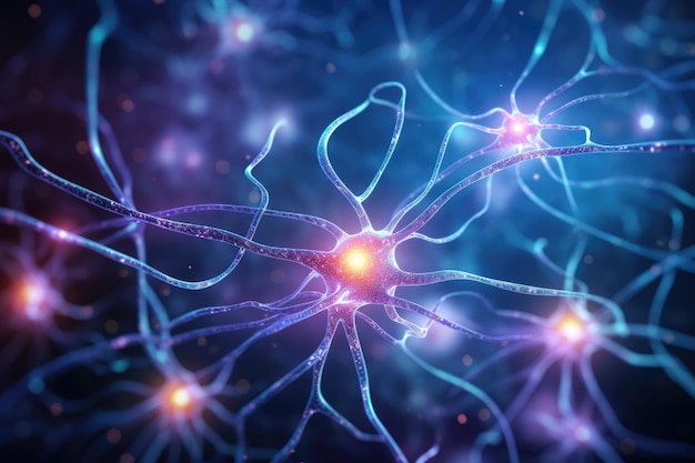 Célula nervosa ativa conectando-se no cérebro humano