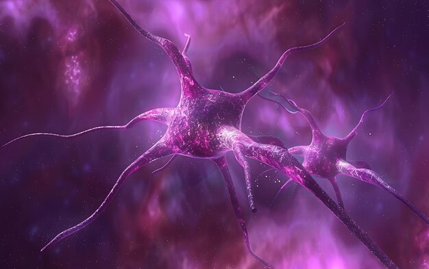 una célula neuronal en un fondo espacial estrellado