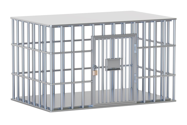 Foto célula de prisión de jaula de acero vacía renderización en 3d