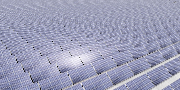 Célula solar panel solar estación vista aérea celda de energía solar electricidad 3d render
