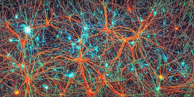 Foto células cerebrales neuronas y sistema nervioso concepto de red neuronal ia generativa