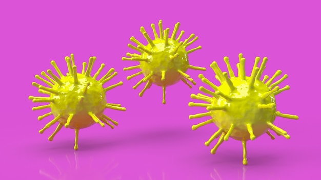 Foto células de coronavirus amarillo, representación 3d