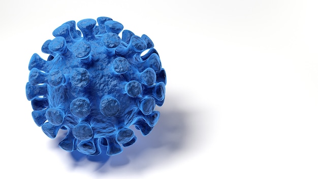 Células de Coronavirus Covid-19 sobre fondo blanco, render 3D