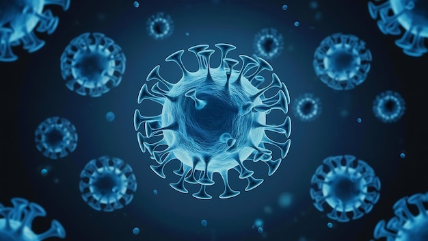 Foto células de coronavírus em azul