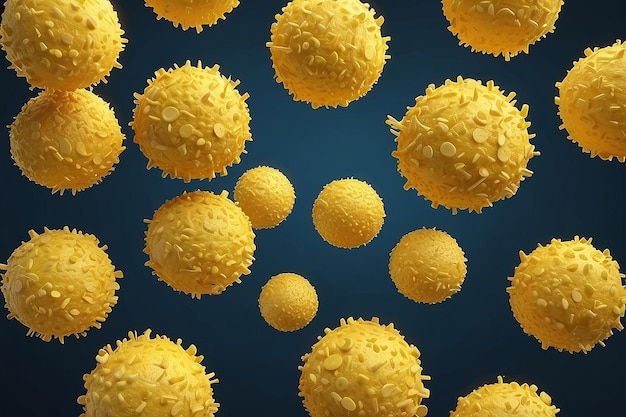 Células de gordura humanas amarelas renderização 3D