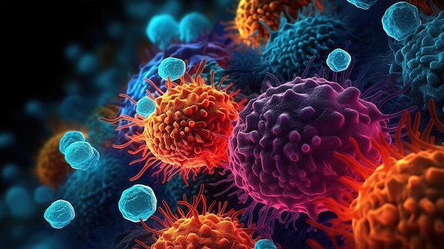 Células de vírus fluindo conceito de células de vírus corona Generative ai