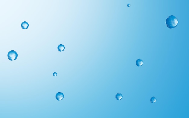 Células flotantes en el fondo azul Representación 3d Dibujo digital