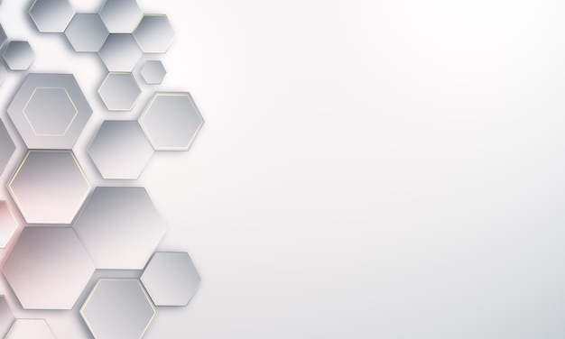 Células hexagonales geométricas abstractas con gradiente en papel tapiz de luz en blanco