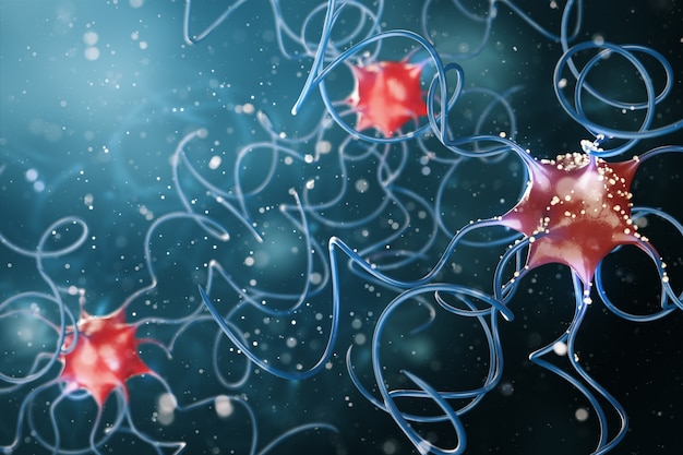 Células nervosas isoladas em azul