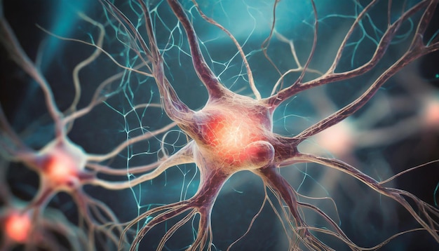 Células neuronais com pulsos elétricos Atividade dos neurônios Formação médica