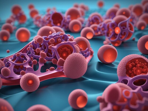 Foto las células plasmáticas o células b inusuales en el mieloma múltiple ilustración médica