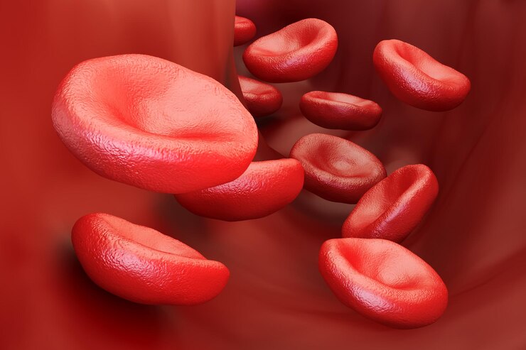 Foto células rojas de la sangre renderización 3d