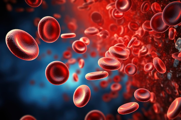 Células sanguíneas em glóbulos vermelhos Ilustração 3D antecedentes médicos Ai Gerado