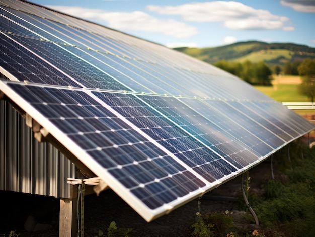 Células solares da Revolução Energética Rural enfeitam o telhado de um rancho encantador