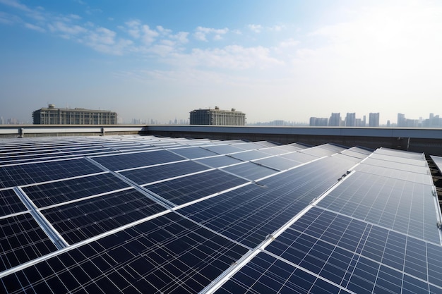 Foto las células solares en el techo ahorran energía.