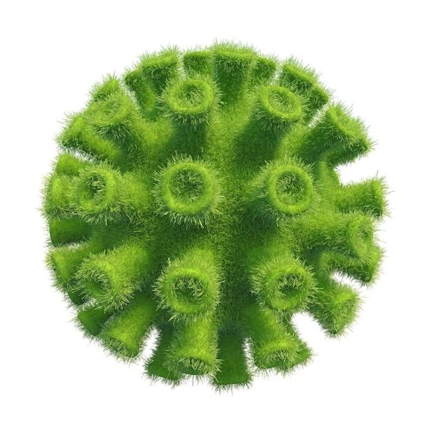 Células de virus en forma de hierba verde fresca. representación 3d