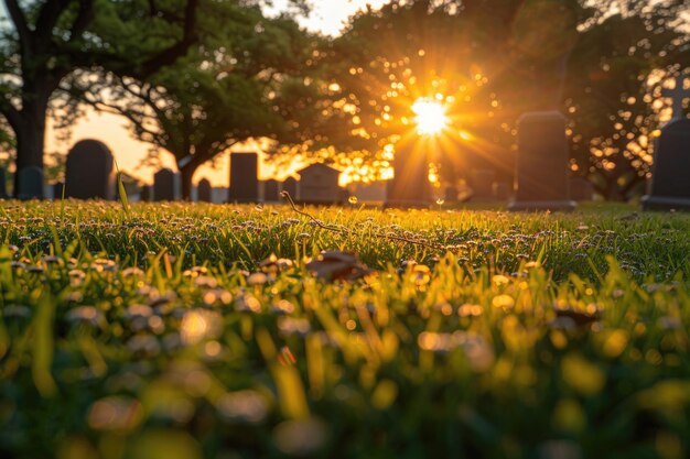 cementerio conmemorativo de veteranos con banderas ai generadas