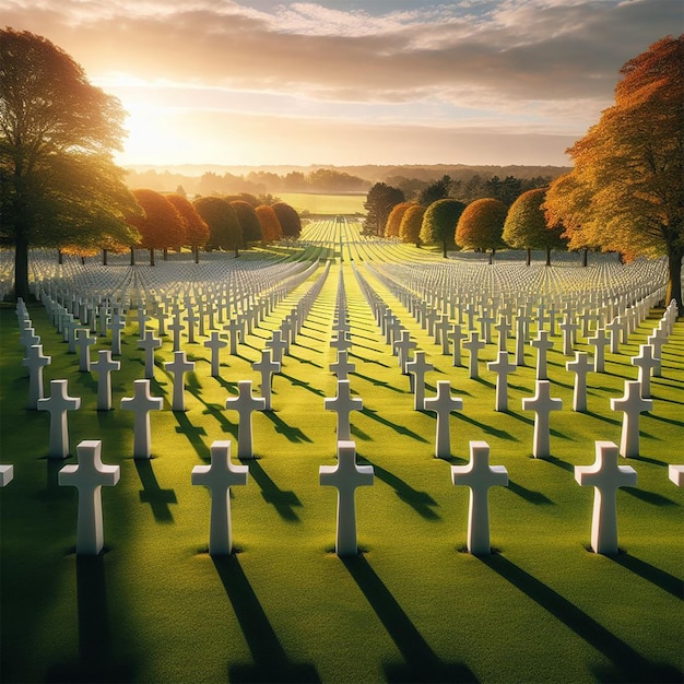 Foto cementerio estadounidense de la segunda guerra mundial en la región francesa de normandía