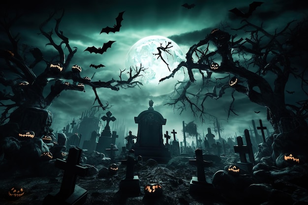 Cementerio de la noche de Halloween