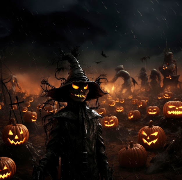 cementerio susurra halloween calabazas esqueletos y zombis