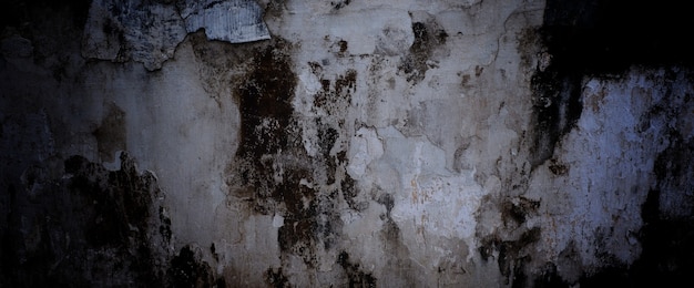 Cemento oscuro aterrador para el fondo. paredes viejas llenas de manchas y rayones