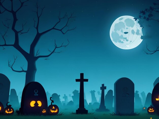 Cemitério Noturno Estranho na Noite Assustadora Uma Cena do Cemitério Assustador