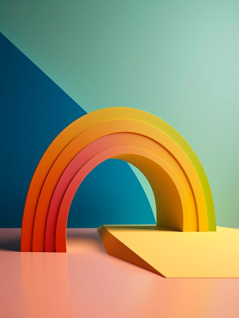 Cena 3D com cores do arco-íris, fundo criativo em cores pastéis e vivas criadas com a tecnologia Generative AI