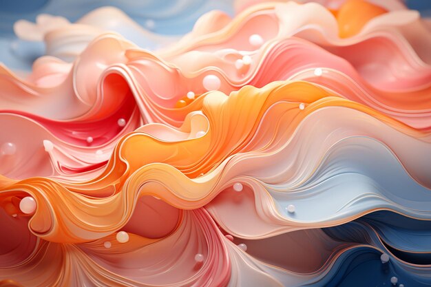 Cena abstrata de fundo de ondas de líquidos azuis e rosa Generative Ai
