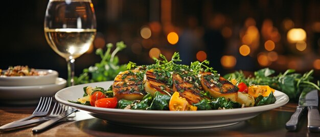 una cena agradable en un restaurante xA