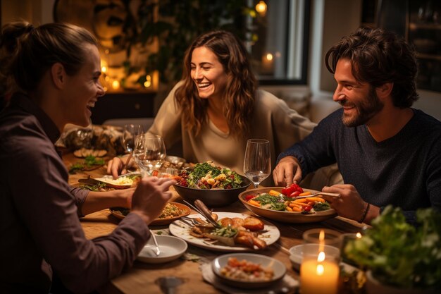 Cena de amigos en casa