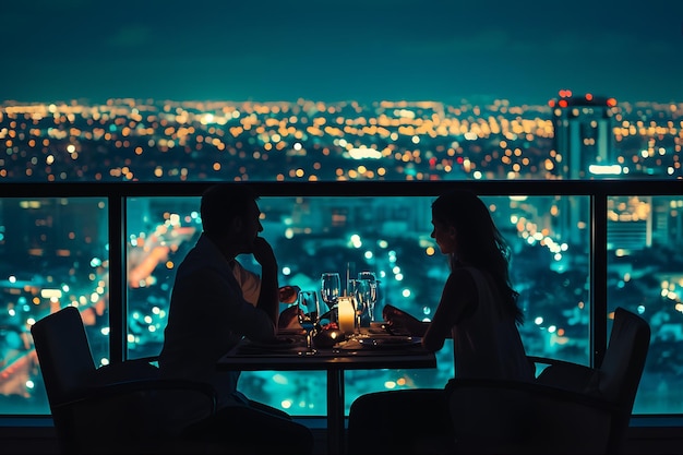 Foto cena en el balcón para parejas