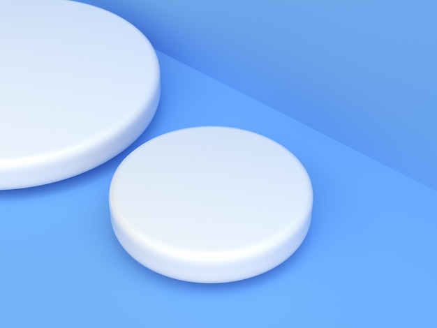 cena branca azul 3d renderização em branco pódio abstrato moderno