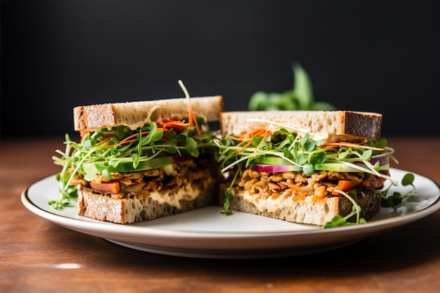 Foto cena com duas sanduíches vegetarianas