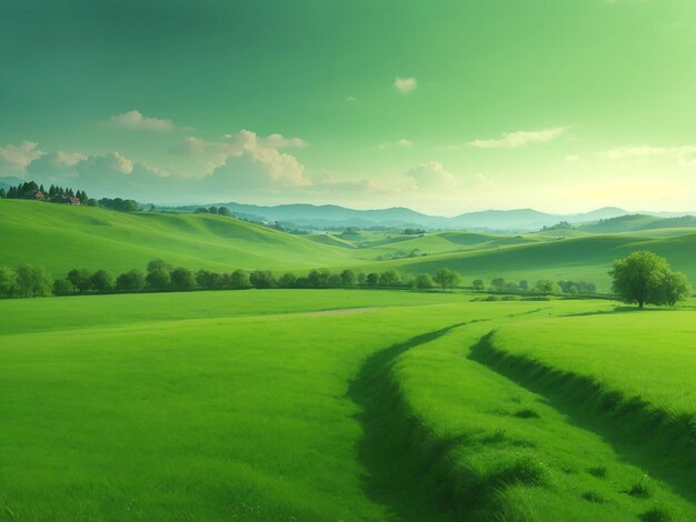 Cena da natureza com campo verde