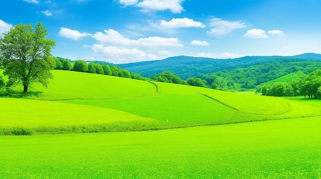 Cena da natureza com campo verde