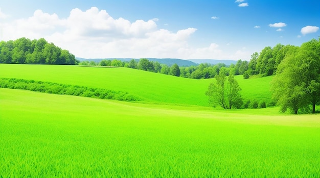 Cena da natureza com campo verde