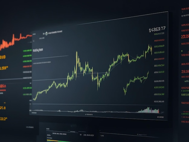 Cena de bolsa de valores moderna com números de gráfico e opções de compra e venda ilustração 3D