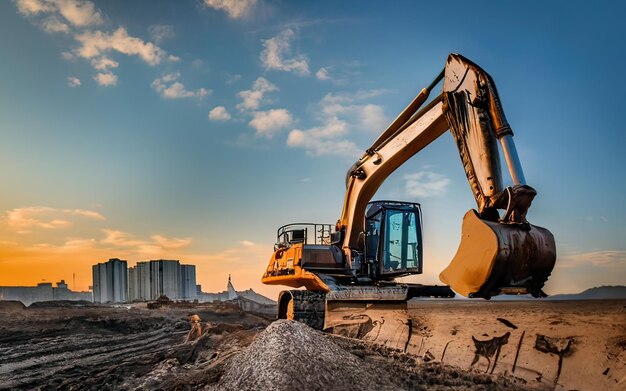 Cena de canteiro de obras com máquina