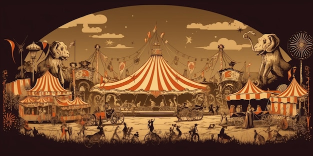 cena de circo com elefantes generativa ai