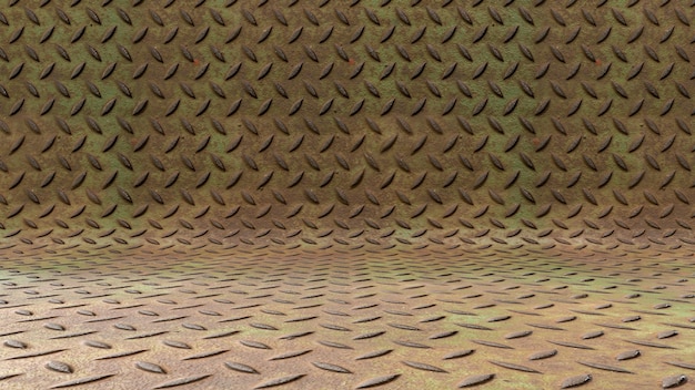 cena de estúdio de fundo da placa de piso de metal com padrão de diamante Imagem de ultra alta resolução